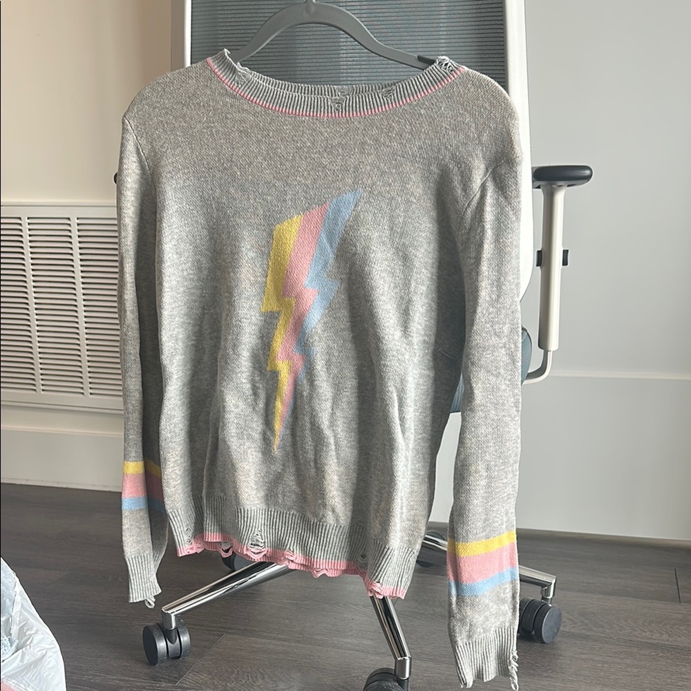 Fate Gray Sweater with Lightning Bolt Design